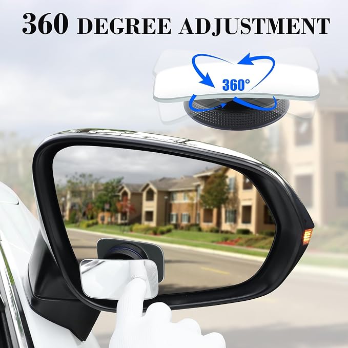 LivTee Blind Spot Car Mirror, Rectangular HD Glass Frameless Convex Side Mirror - Image 5