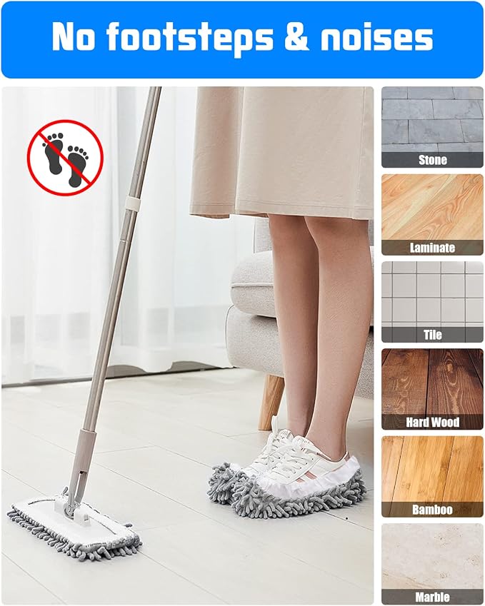 8 Pcs Mop Slippers Socks Floor Cleaning, Microfiber Shoe Covers dust Washable - Image 6