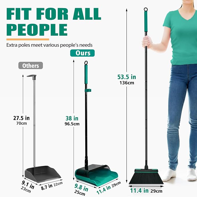 JEHONN Broom and Dust Pan, Upgraded Large Foldable Dustpan - Image 9