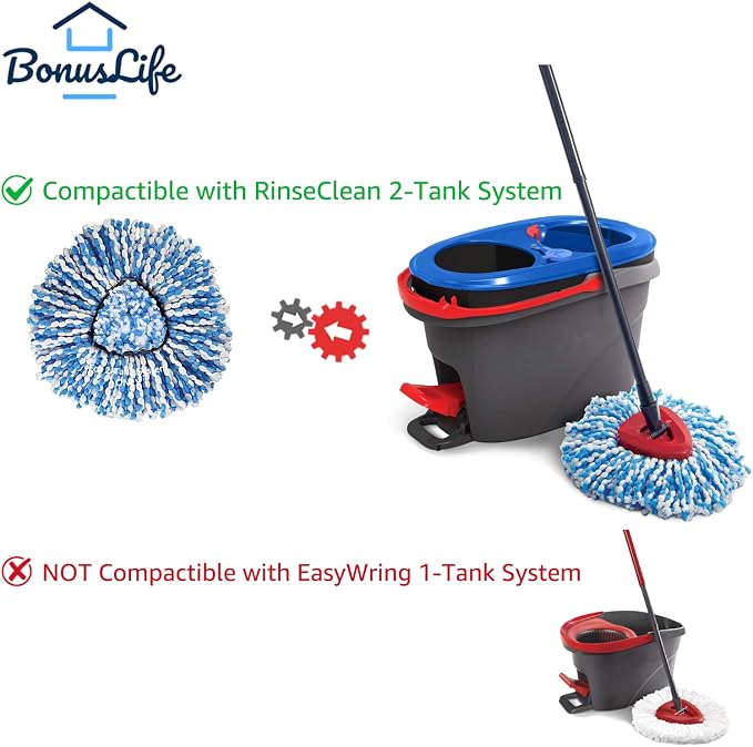 BonusLife 3-Pack Mop Head for O-Ceda RinseClean Spin Mop Refill 2-Tank System - Image 2