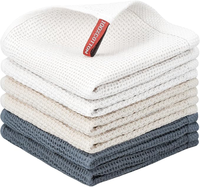 Nialnant 6 Pack Kitchen Cloths, 100% Cotton Waffle Weave Dish Towels by Nialnant