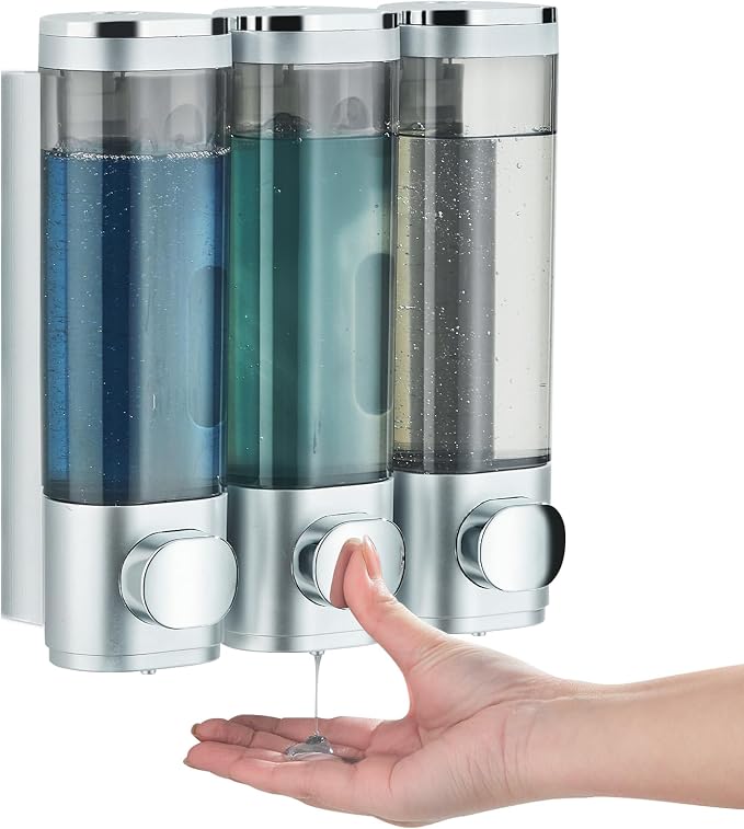 Shampoo and Conditioner Dispenser, Pollock Shower Soap Dispenser 3 Chamber No by POLLOCKDirect