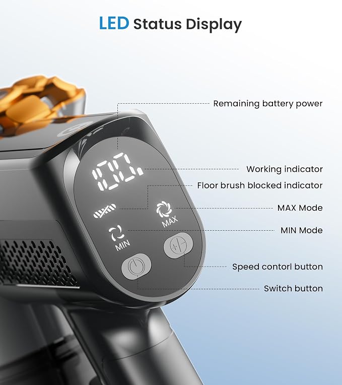 Cordless Vacuum Cleaner, 500W/45Kpa Vacuum Cleaners - Image 4