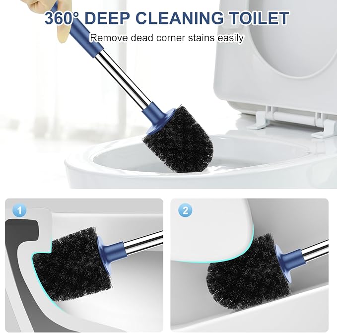 SetSail Toilet Brush and Holder, Self Closing Lid Toilet Bowl Brushes Holder - Image 6