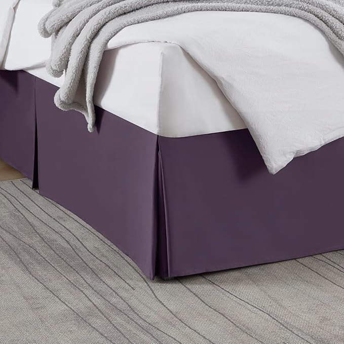 Nestl Dark Purple Twin Bed Skirt - Twin Size Bed Skirt 14 Inch Drop - Brushed Microfiber Bed Skirts - Hotel Quality Pleated Bed Skirt - Shrinkage & Fade Resistant
