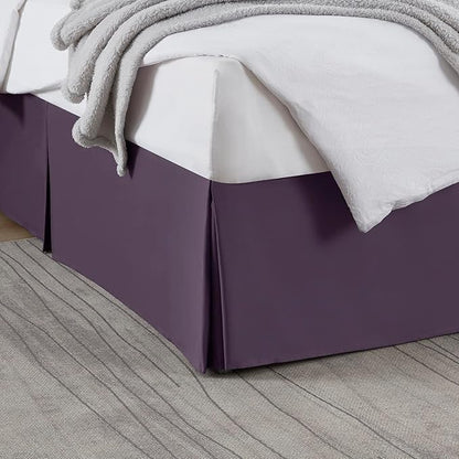 Nestl Dark Purple Twin Bed Skirt - Twin Size Bed Skirt 14 Inch Drop - Brushed Microfiber Bed Skirts - Hotel Quality Pleated Bed Skirt - Shrinkage & Fade Resistant