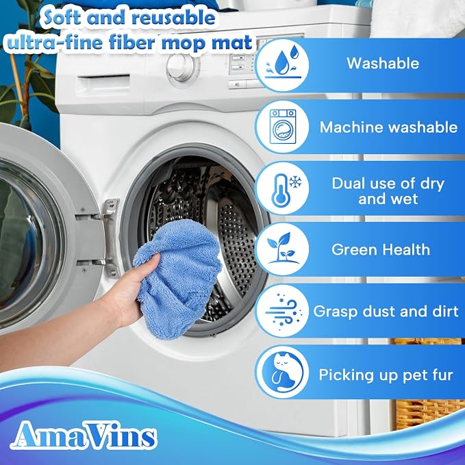 8 Pack Reusable Microfiber Mop Pads Compatible - Image 5