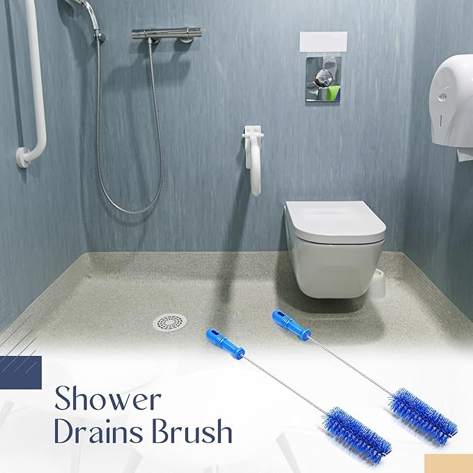 Baderke 2 Pieces Drain Brush Pipe Cleaning Blue Tube Brushes 19.7 Inch Plastic - Image 6
