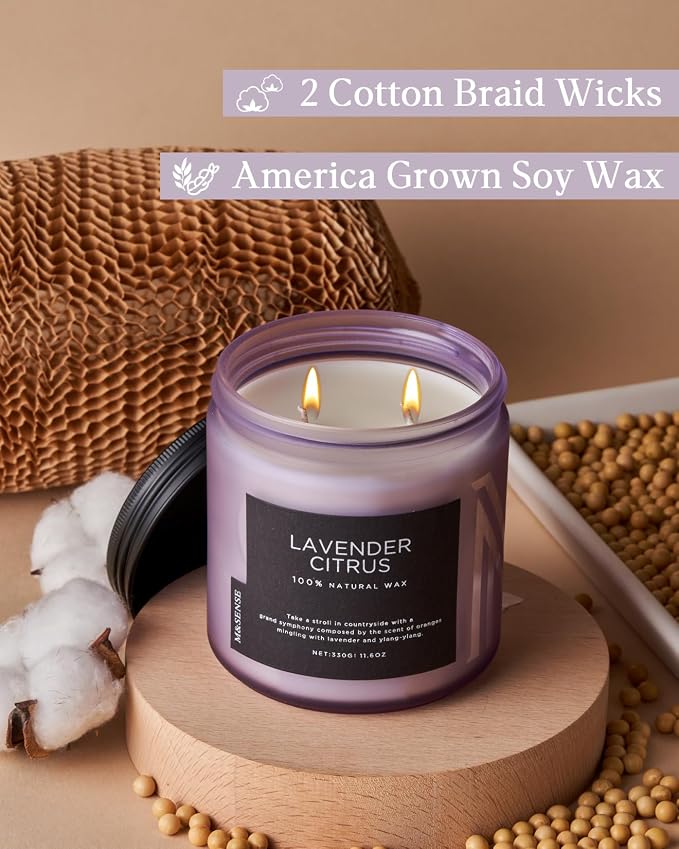 M&SENSE Soy Candles for Home Scented, 11.6oz Lavender Citrus Scent Aromatherapy - Image 3