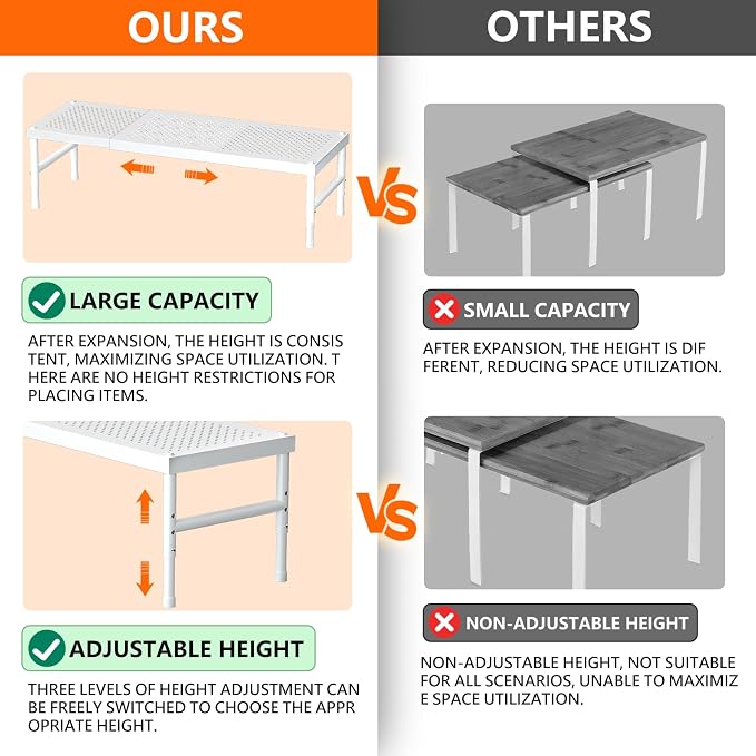 Expandable adjustable stackable kitchen organizer, Spice Racks, Counter Shelf - Image 4