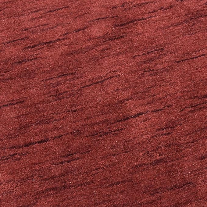Hand Knotted Loom Wool ECO-Friendly Area Rugs - 6'x6', Octagon, Red Color, Solid Plain Design, High Pile Thick Handmade Anti Skid Area Rugs for Living Room, Bed Room (L00111)