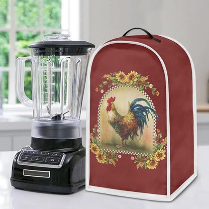 Sunflower Rooster Print Blender Dust Cover, Stand Mixer or Coffee Maker Appliance Cover, Anti Fingerprint Polyester Dust Proof Stain Resistant Blender Cover for Home Kitchen