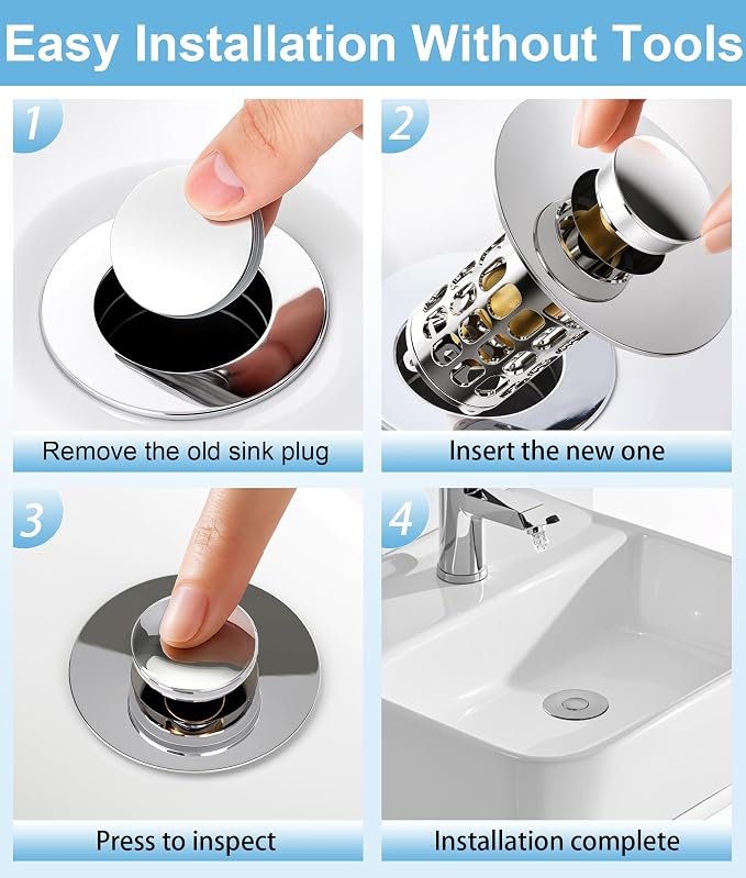 Upgraded Bathroom Sink Stopper – Universal Pop-Up Drain Plug - Image 5