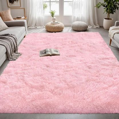 5x7 Area Rugs for Living Room Rug: Soft Fluffy Shag Pink Rugs for Bedroom, Non-Slip Large Fuzzy Plush Rug Indoor Floor Carpet for Nursery Kids Boys Girls Room, Dorms, Playroom, Modern Home Decor