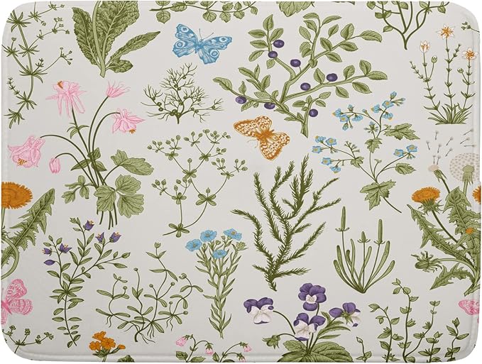 Wild Flowers Plant Dish Drying Mats by Kawani