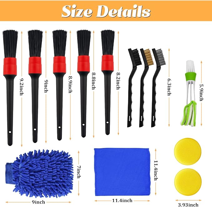 13PCS Car Detailing Brush Set, Vehicle Interior Cleaning Kit Includes Steel - Image 2