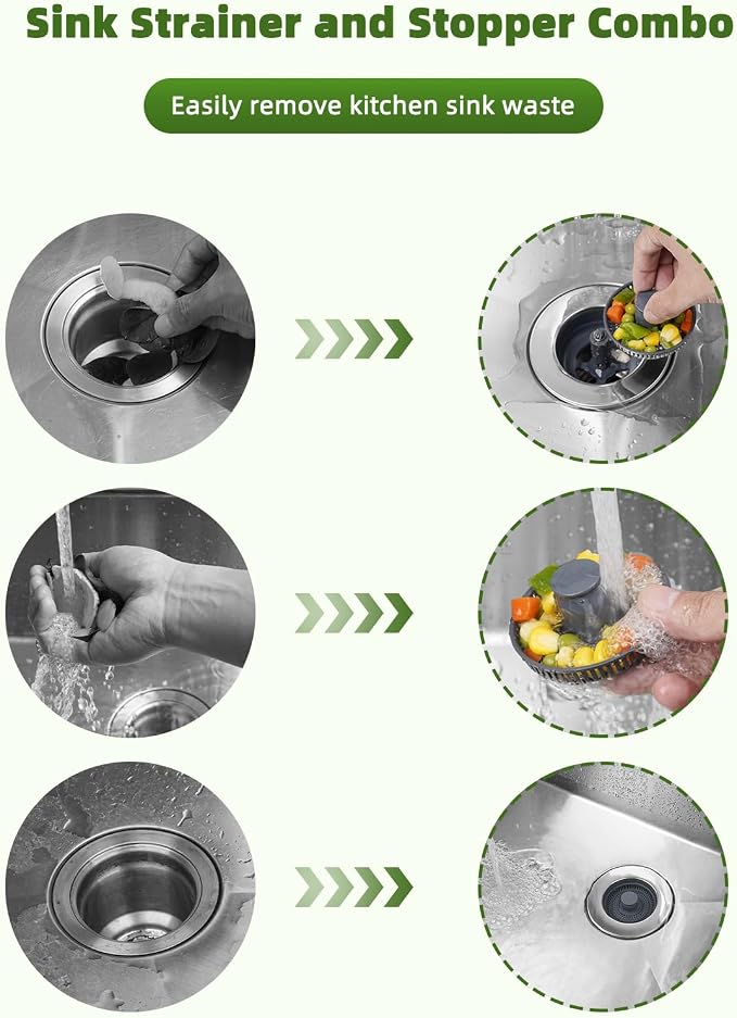 Universal Kitchen Sink Strainer Stopper Combo, 3 in 1 Pop Up Kitchen Sink - Image 4