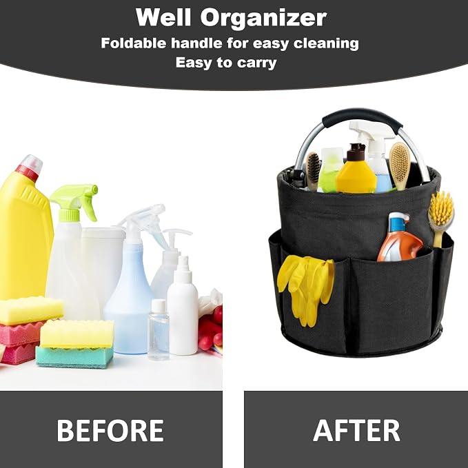 17L Cleaning Caddy with Handle, Cleaning Supplies Organizer, Foldable Storage - Image 3