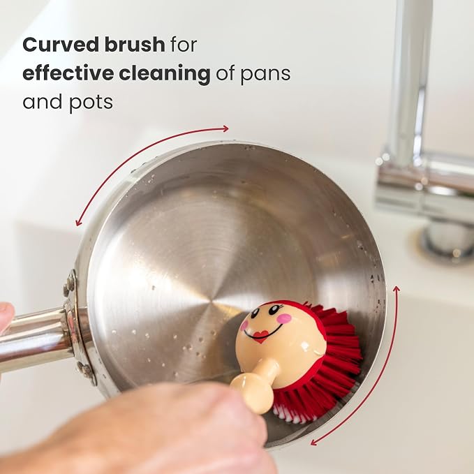 Vigar Dolls Dish Brush with Ergonomic Handle and Dres-shaped Storage Holder - Image 4