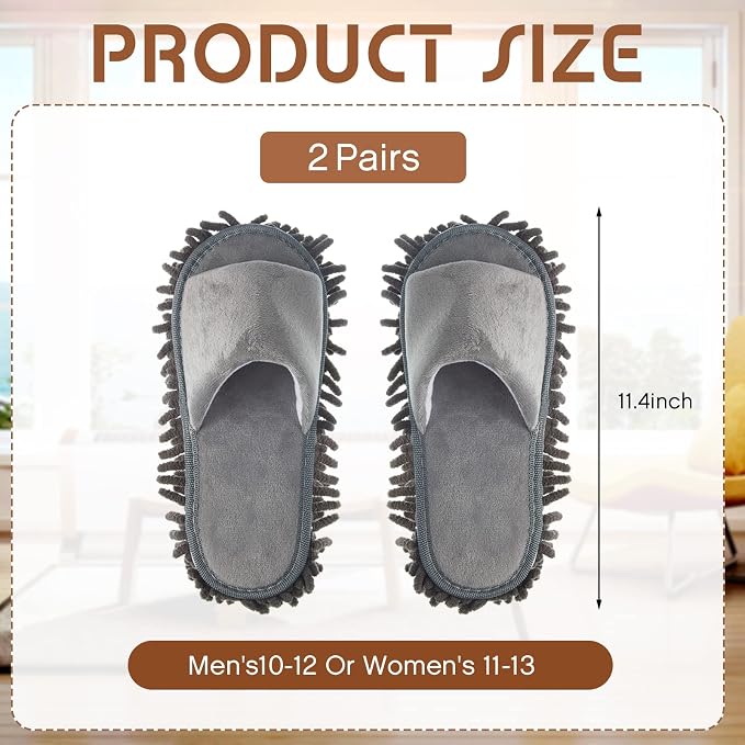 Jecery 2 Pairs Microfiber Cleaning Mop Slippers - Image 2