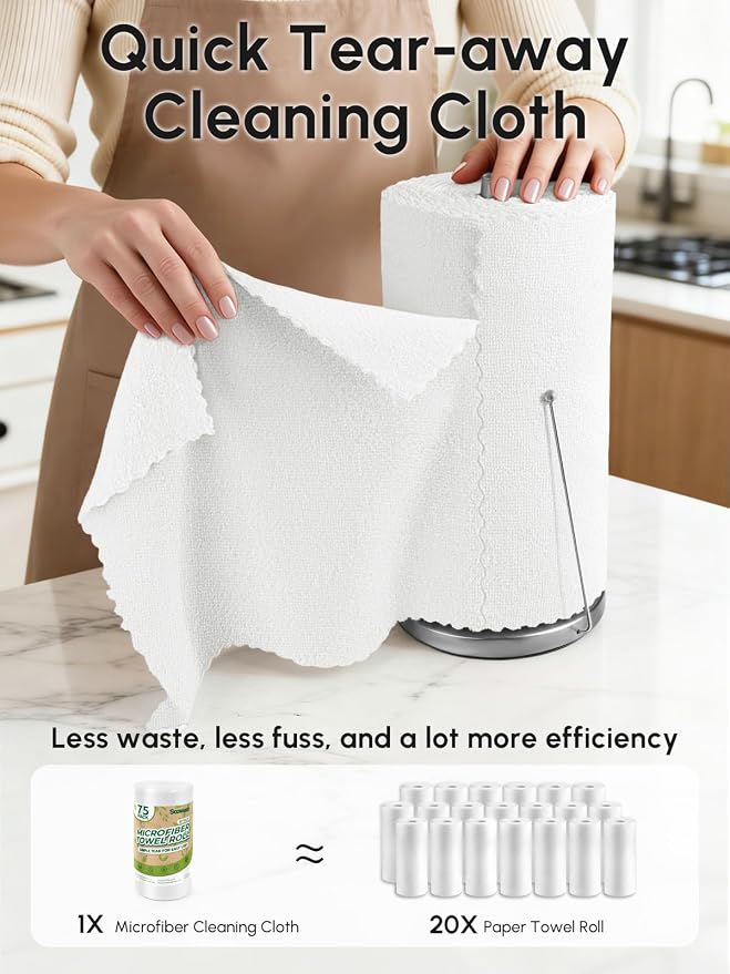 Microfiber Cleaning Cloths Roll, 225 Pack Tear Away Microfiber Towels Roll - Image 2