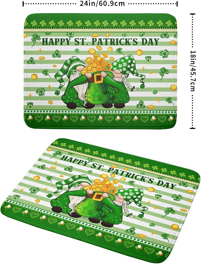 Shamrock Gnome Dish Drying Mat Coin Clover Dishes Fast Dry Mat 18x24 inch - Image 2