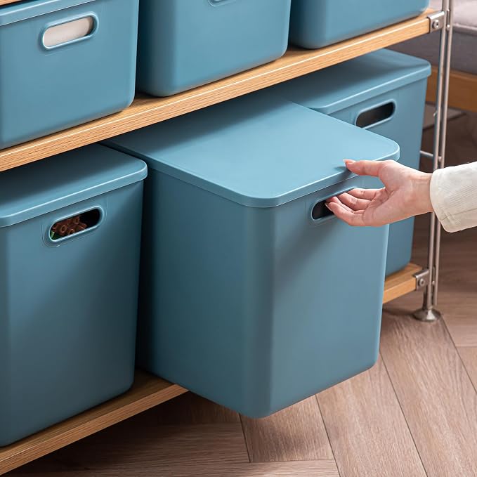 Plastic Storage Bins with lids, Storage Baskets, Container with handle - Image 3