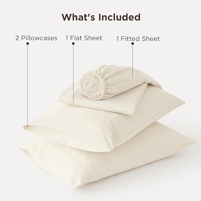 Bedsure Deep Pocket Full Size Bed Sheets Set - Fits Mattresses Up to 21 Inches Thick - 4 Piece GentleSoft Bed Sheets, Moisture Wicking, Soft & Cooling Bedsheet & Pillowcases, Easy & Secure Fit, Ivory