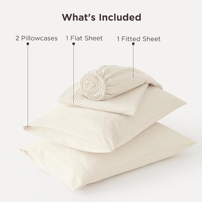 Bedsure Deep Pocket Full Size Bed Sheets Set - Fits Mattresses Up to 21 Inches Thick - 4 Piece GentleSoft Bed Sheets, Moisture Wicking, Soft & Cooling Bedsheet & Pillowcases, Easy & Secure Fit, Ivory