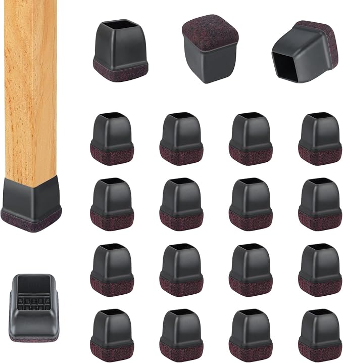 16 Pcs Chair Leg Floor Protectors Square, Silicone Chair Leg Protectors by Jeaoouu