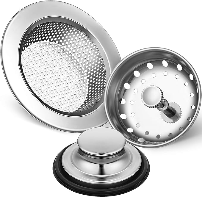 Mudder 3 Pcs Kitchen Sink Drain Strainer and Stopper Stainless Steel Garbage by Mudder