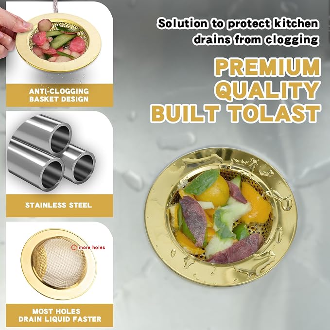 RQYEKDO 2-Pack Kitchen Sink Strainer Stainless Steel - Image 2