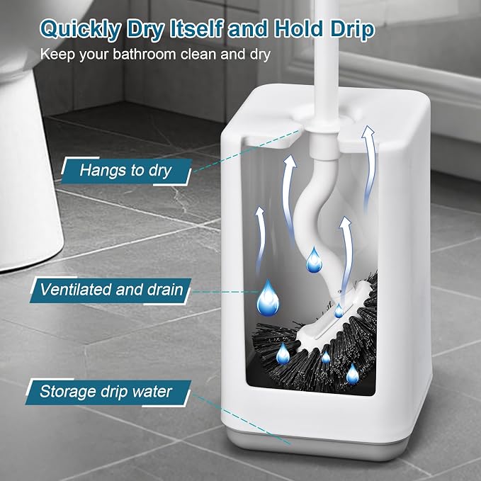 Toilet Bowl Brush and Holder Sturdy Plastic Long Handled Toilet Brushes - Image 6