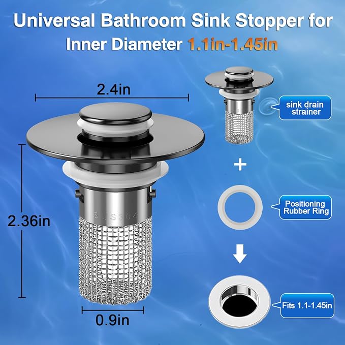 Sink Stopper Hair Catcher, Pop-up Sink Drain Strainer - Image 2