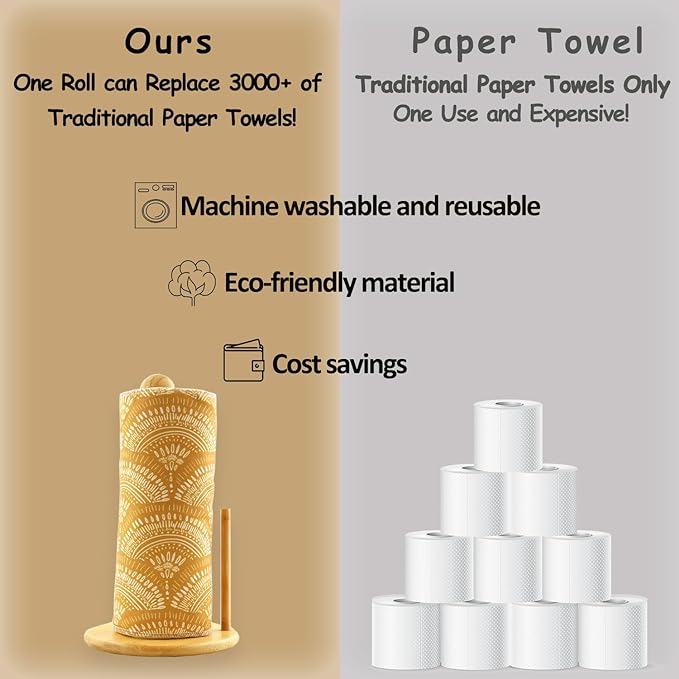 25 Pack Reusable Paper Towels, Paperless Towels Roll Washable Cotton Cloth - Image 3