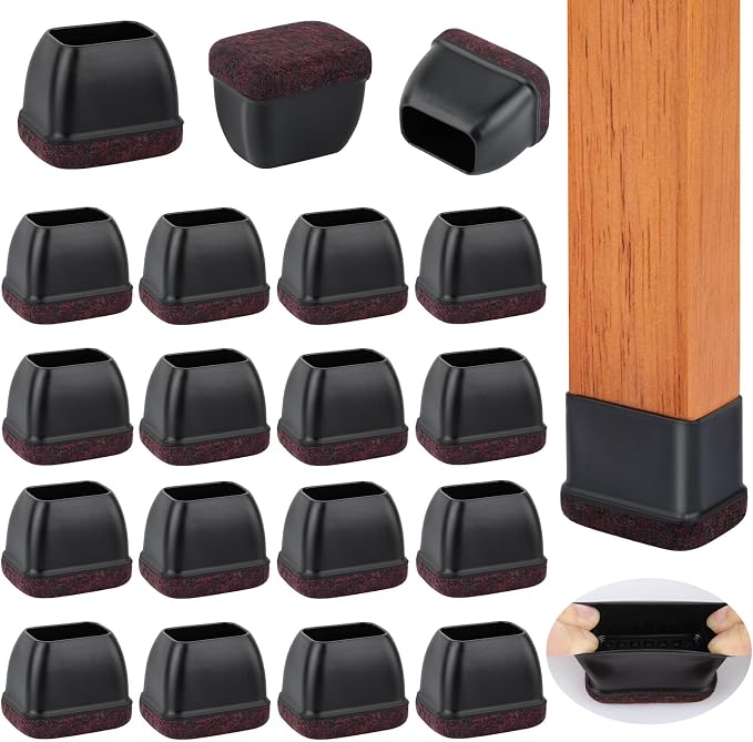 32 Pcs Rectangle Chair Leg Floor Protectors, Silicone Chair Leg Protectors by Jeaoouu
