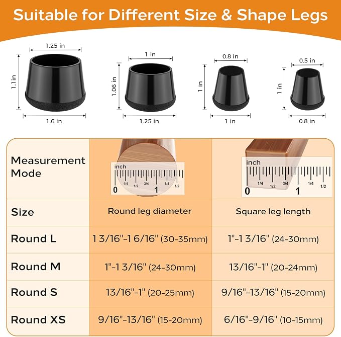 24 PCS Silicone Chair Leg Floor Protectors Small Rubber Felt Furniture Pads - Image 2