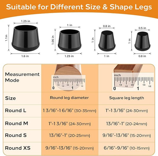 24 PCS Silicone Chair Leg Floor Protectors Small Rubber Felt Furniture Pads - Image 2