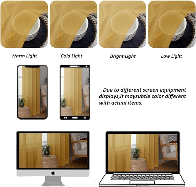 Chyhomenyc Sheer Valances for Windows 2 Pack, Small Window Curtains for Living - Image 5