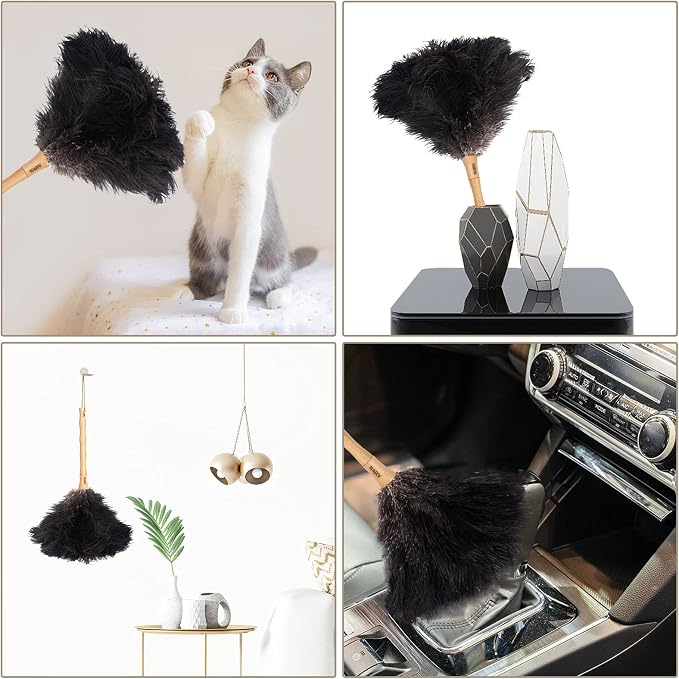 Aldwin Ostrich Feather Duster, 16 inch Black Genuine Ostrich Feathers - Image 6