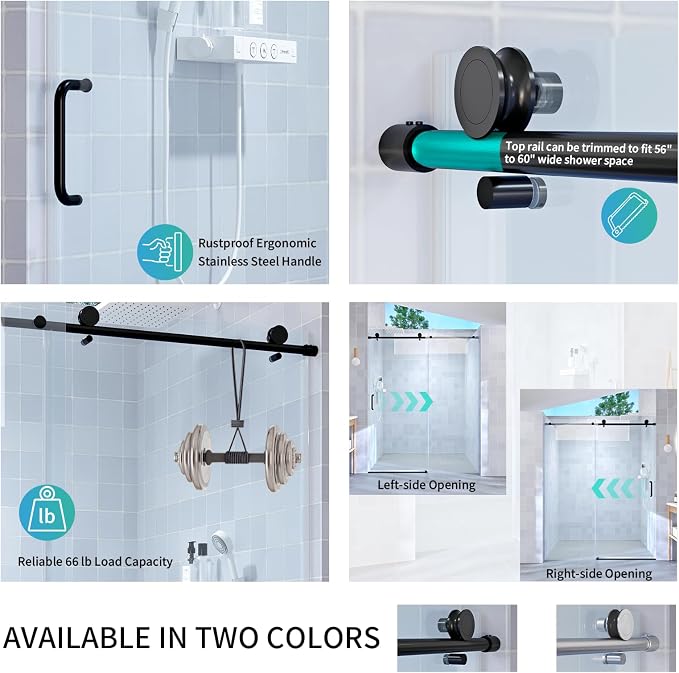 Abruzzo 76" Tall Frameless Single Sliding Shower Door - Image 7