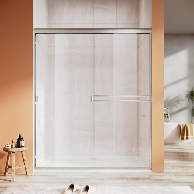 Shower Door 56-60 in. W x 72 in. H, UCALAFEE Semi-Frameless Double Sliding by Ucalafee