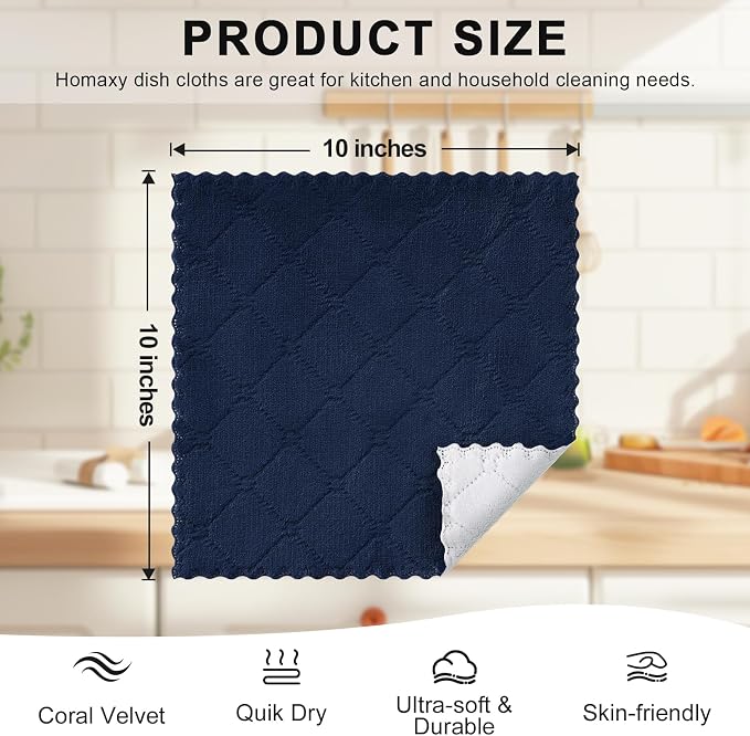 Homaxy 12 Pack Kitchen Cloths Dish Towels, Super Soft and Absorbent Dish Cloths - Image 5