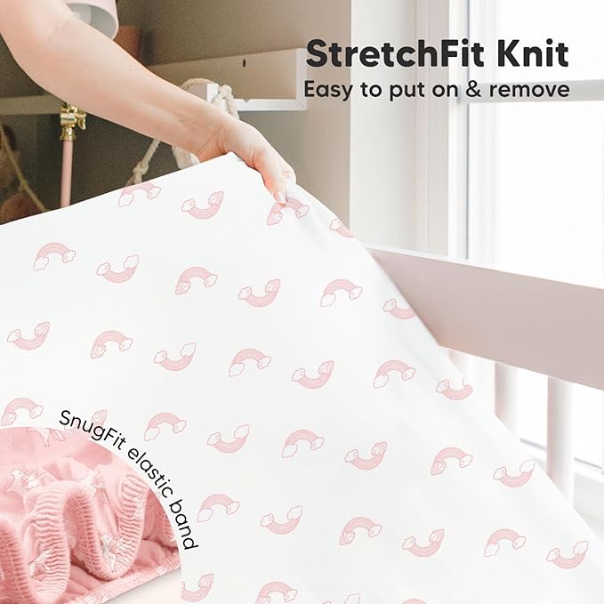 KeaBabies 2-Pack Baby Crib Sheets for Boys, Girls - 52x28 Viscose Derived from Bamboo Toddler Bed Sheets Neutral, Fitted Crib Mattress Cover for Standard Baby Bedding, Soft & Cozy (Dreamland)