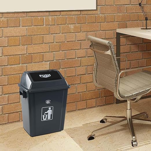 6 Gallon Plastic Swing Top TrashBin/Garbage Can, Lidded Wastebasket Trash Can - Image 6