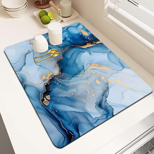 MCALK Marble Blue Dish Drying Mat by MCALK