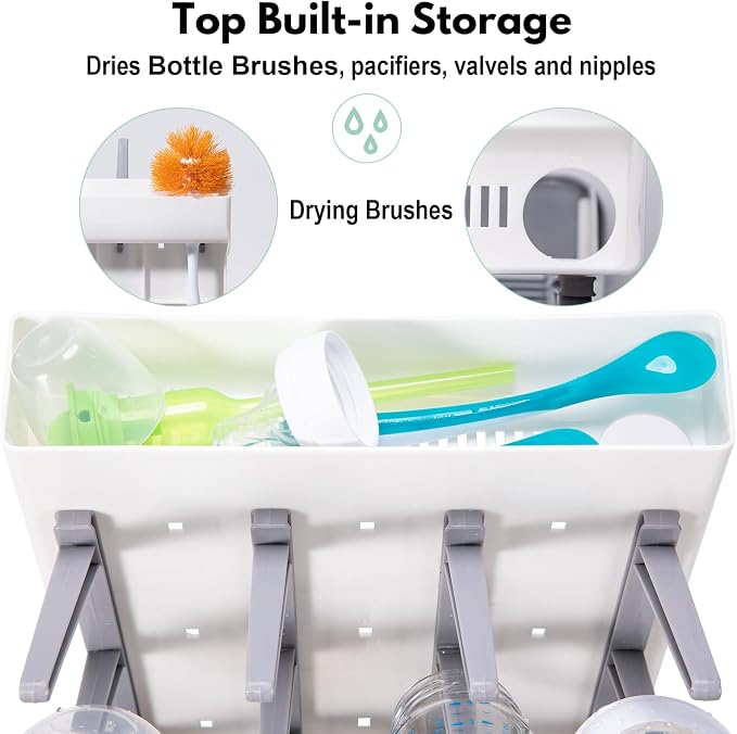 Space Saving Vertical Bottle Drying Rack, Large Countertop Baby Bottle Drying - Image 4