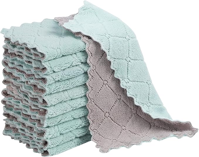 10 Pack Kitchen Dish Cloths Dish Towels, Super Absorbent Coral Fleece Cloth by GADIEDIE