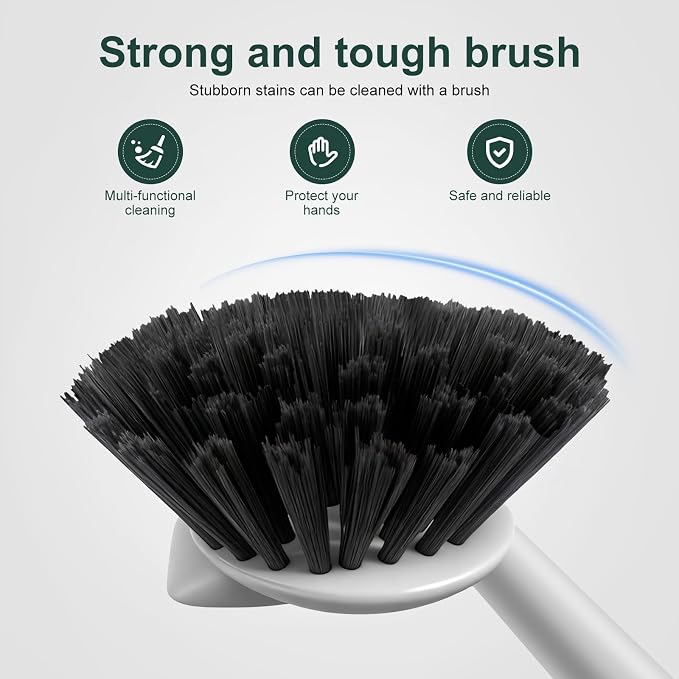 Dish Brush, 2 Pack with Comfortable Handle, with Built-in Scraper, Scrub Brush - Image 3