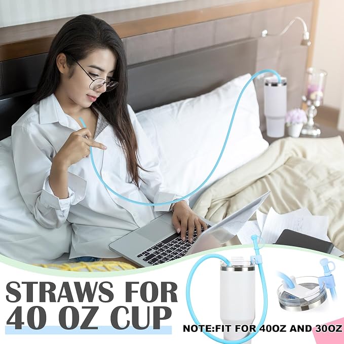 Baderke 2 Set Extra Long 35" Reusable Silicone Straws Compatible - Image 4
